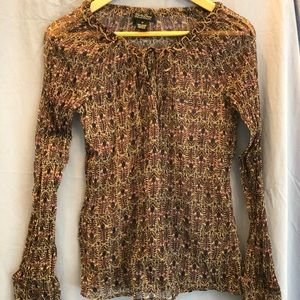 Lucky Brand Boho sheer gauze shirt flare sleeves M